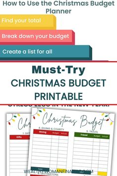 Christmas budget planner with categories for gifts, giving, travel, and a checklist. Christmas Budget Ideas, Budget Worksheets, Free Budget Printables