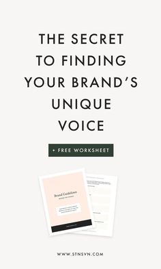 the secret to finding your brand's unique voice is free worksheet on this page