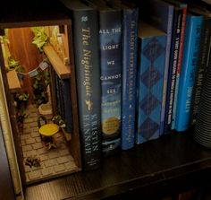 a book shelf filled with lots of books