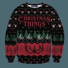 Christmas Things Woolen Sweater, Ugly Christmas Sweater Stranger Things Christmas, Sweater Designs, Crochet Holiday, 3d Sweater, Christmas Things, Xmas Sweater, Sweater Christmas, 3d Christmas, Holiday Sweater