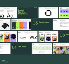 the brand identity guidelines are displayed in green and black