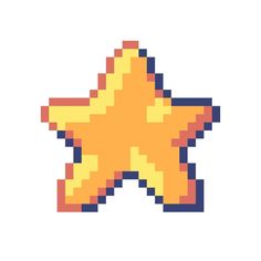 an orange and yellow pixelated star on a white background