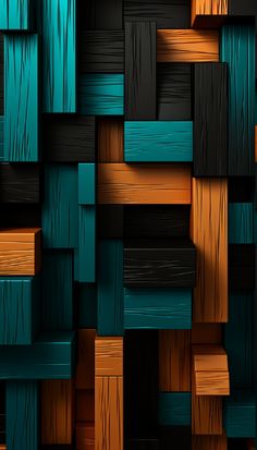 an abstract wooden background with blue and brown blocks