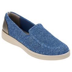 Bzees Athena Knit Machine Washable Flat  Easy to wear and easy to clean, these lightweight, go-with-everything slip-on flats featuring Bzees Cloud Technology are ready for travel and beyond. Comfortable Blue Synthetic Slip-ons, Blue Casual Slip-ons, Casual Blue Slip-ons, Bzees Shoes, Cloud Technology, Knit Machine, Blue Flats, Slip On Shoes, Heel Height