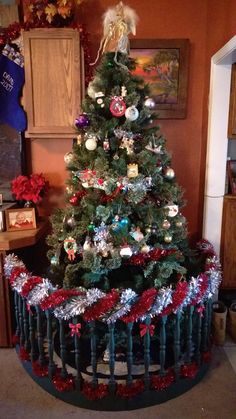 a decorated christmas tree in a living room