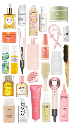 popular viral hair products | dyson, ouai, olaplex, amika, colourwow, gisou, batiste, monday, k18, sol de janeiro, dae Beer For Hair, Healthy Hair Routine, Trending Hair, Natural Hair Growth Tips, Perfect Skin Care Routine, Hair Essentials, Trendy Hair, Hair Growth Tips, Hair Care Products