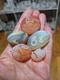 three different types of rocks in someone's hand