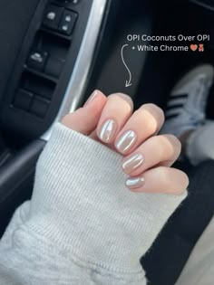 Natural Nail Chrome, Chrome Nails For Short Nails, Marshmallow Chrome Nails, Minimal Chrome Nails, Champagne Chrome Nails Short, Chrome On Short Nails, Squoval Chrome Nails, White Tip Chrome Nails, Simple Nail Gel