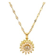 PRICES MAY VARY. Material: High grade gold plated 24K and titanium cubic zirconia, hypoallergenic, lead-free for any sensitive skin, the picture is the same as the real necklace, no color difference. A great accessory to your or as an appropriate gift for your Lover, Girlfriend, Wife, Mother, Daughter, Sister, Fiancee, Couple, Valentine or Best Friend,etc Packing: High-grade flannel bag with plastic sealed bag, suitable for gifts or personal use Guarantee: Provide 100% satisfaction and money-bac Necklaces Amazon, Sunflower Necklace, Professional Jewelry, Affordable Jewelry, Gift List, Gold Plated Necklace, No Color, Jewelry Branding, Mother Daughter