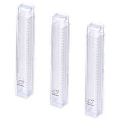 three clear plastic tubes with holes in them