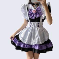 Maid Cosplay, Blue Cute, Maid Outfit, Halloween Costumes For Girls, Big Bow, Cosplay Dress, Dress Set