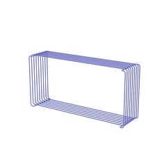 a blue wire shelf on a white background with the bottom section cut out to look like a rectangle