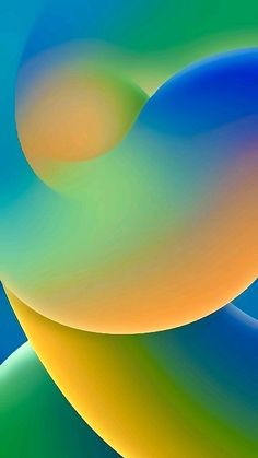 an abstract background with blue, yellow and green curves in the shape of a circle