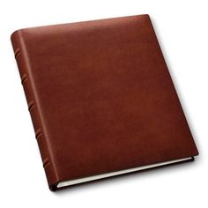 a brown leather book with white pages