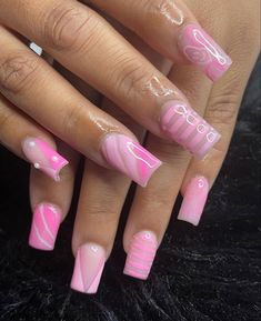 Cute Pink Nail Designs Square, Sweetest Day Nail Ideas, Acrylic Nail Ideas For Graduation, Pink Birthday Nails Acrylic Short, Pink Gemini Nails, Short Pink Birthday Nails, Short Birthday Nail Designs, Pink Short Nails Acrylic, Nail Ideas Y2k Short