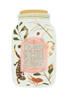 a jar with some animals and plants in it