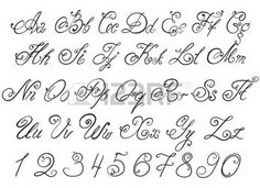 an old english alphabet with cursive letters and numbers in the style of calligraphy