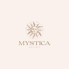 the logo for mystica boutique, which is located in front of a pink background