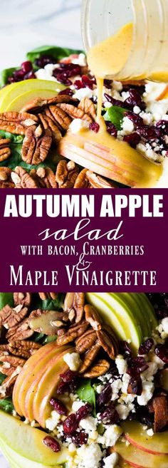 an apple salad with cranberries, pecans and maple vinaigrette