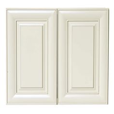 two white cabinet doors are shown against a white background