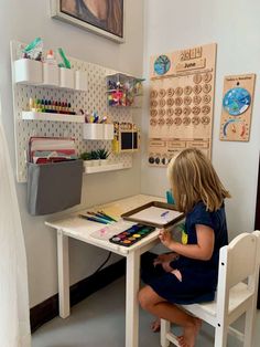 Small Room More Storage, Fun Study Room, Homeschool In Small House, Homeschool Classroom Small Space, School Room Homeschool Small Spaces, Art Section In Room, Homeschool Room Ideas Elementary, Small Study Area Ideas, School Corner At Home