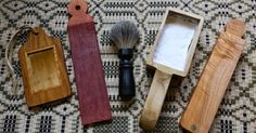 Contemporary Makers: 18th Century Shaving Kit by Manfred Schmitz with Razor by Erv Tschanz Pioneer Crafts, Mountain Men, Shaving Kit, The Fort, Shaving Brush, Small Mirrors, American West