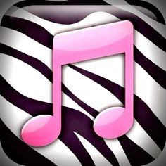 a pink musical note sitting on top of a zebra print background