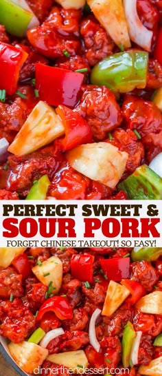 the perfect sweet and sour pork recipe in a skillet