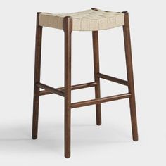 the backless stool is made from wood and fabric