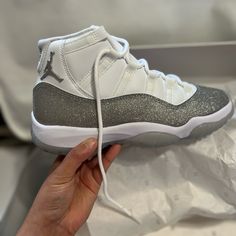 White Metallic Silver Still Brandnew It's Just Too Small For Me Still At Stockx At $449 Selling It For Low. Cool Greys Jordan 11, Jordan 11s Cool Grey, Cool Grey Jordans 11, Cool Grey 11s, Jordan 11 Cool Grey, Fire Shoes, Jordan 11s, Pretty Sneakers, Nike Fashion Shoes