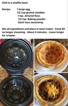 the instructions for how to make chili in a crepe maker