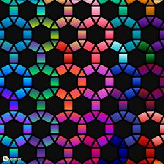 an abstract background with many different colored shapes and colors in the same pattern, all on black