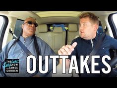 two men sitting in the back seat of a car with words outtakes above them