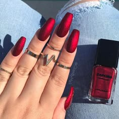 I love Zapora polish it's the best! Colors a rich and it doesn't chip easily. Love this color! Red Manicure, Red Acrylic Nails, Fall Nail Art Designs, Colorful Nails, Red Nail, Ballerina Nails, Fall Nail Art, Acrylic Nails Coffin, Nail Arts