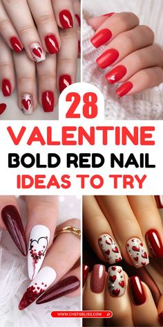 Nails Arts, Valentine's Day Nails, Nails Design, Red Nails