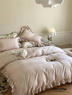 Silky Ruffle Bedding Set / Ivory White | Best Stylish Bedding | Ever Lasting Soft Coquette, Ruffle Duvet Cover, Small Bed, Ruffle Bedding, Holiday Theme, Dream Room Inspiration