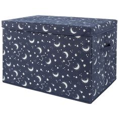 a large storage box with stars and moon designs