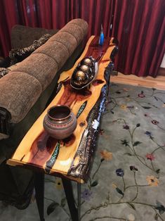 a couch and coffee table in a living room