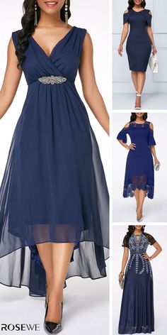 You'll be admired as soon as you set foot in the wedding/formal/party wearing the blue Chiffon Dress! Navy Blue Dress is enough to make any girl's heart race with excitement! Sleeveless V Back High Low Navy Blue Wedding Women Chiffon Dress Wedding Party Dress Guest, Blue Dresses For Women, Blue Chiffon Dresses, Mother Of Groom Dresses, Party Kleidung, Mob Dresses, Wedding Formal, Bride Clothes, Formal Party