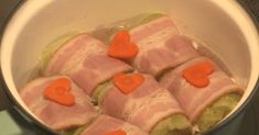 the food is prepared and ready to be cooked in the pot on the stove top