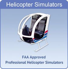 the helicopter simulators manual is shown in blue and white, with black seats on each side