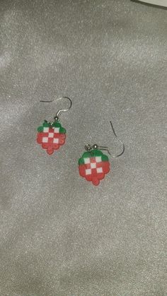 Earrings handmade with mini Perler beads and hypoallergenic metals Perler Bead Strawberry, Bead Strawberry, Mini Perler Beads, Strawberry Earrings, Perler Bead, Perler Beads, Earrings Handmade, Jewelry Earrings Dangle, Dangle Drop Earrings