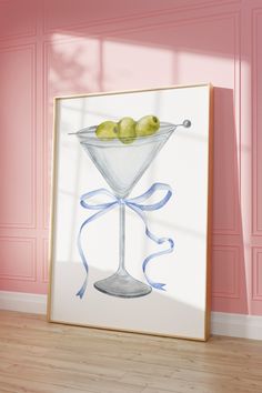 Elevate your space with the Coquette Martini print. Transform your room into a cute, stylish, and trendy space. This wall art can complement any room, be it your bedroom, living room, or hallway. What you receive: You will receive 5 high resolution files (300 dpi) in 5 different sizes: * 3:4 ratio * 4:5 ratio * 2:3 ratio * 11:14 ratio * ISO (A1-A5) How to print: * Print at home * At your local store * Or online print services Important informations about your purchase: * By making this purchase, Watercolor Art Living Room, Drinking Wall Art, Martini Painting Easy, Girly Wall Art Bedrooms, Martini Wall Art, Olive Martini, Girly Prints, Kitchen Room Decor, Martini Poster