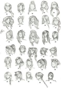 the various hairs and head shapes are shown in this drawing lesson