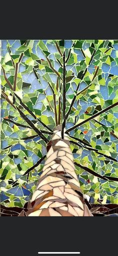 a painting of a tree with leaves on it