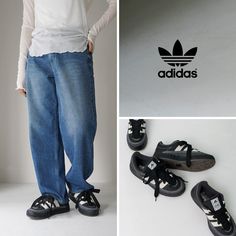 ADIDAS ORIGINALS（アディダス オリジナルズ） 1948年にアドルフ・ダスラーにより設立された、ドイツのバイエルン州に本社を置く世界的なスポーツブランド。スポーツ用品からシューズ・スポーツウェア・ファッションアイテムなど、幅広いジャンルで製造から販売まで行っています。 ADIMATIC（アディマティック）とは 1996年にスケートシーンに新たな風を吹き込む一足としてデビュー。 極太のスリーストライプとシューレース、ボリューミーなシルエットなどの高いファッション性が注目され、街履きにも対応する本格的なスケートボードシューズの先駆けとなった名作モデルです。 アッパーにはリッチな風合いのヌバックを採用。ステッチには反対色のホワイトを使用することで、サッカースパイクのようなスポーティーな仕上�がりに。 オリジナルを忠実に再現 当時のスケートシューズでは常識であった肉厚のシュータンが、着用時に足首をしっかりとホールド。 極太のスリーストライプとシューレースのコンビネーションが、アディマティックらしい唯一無二のルックスを形成します。 印象的なギザギザ柄が刻まれたボリューム感のあるミッド Adidas Canvas 00s, Adidas Slip-on Sneakers For Streetwear, Adidas Adi 2000, Adi2000 Shoes, Adidas Slip-on Sneakers With Cushioned Footbed, Adidas Originals, Adidas, Black