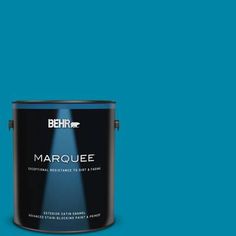 Add dazzling impact and style to your home's exterior accents with BEHR MARQUEE Satin Enamel Exterior paint. Featuring the most advanced dirt and fade technology available from BEHR that keeps your home looking freshly painted longer. This radiant, durable sheen provides a perfectly polished look, vivid color to trim, windows and doors, including garage doors, as well as shutters and outdoor furniture. It's also great for surfaces like railings and wrought iron. Color: Tibetan Turquoise. Behr Marquee Paint, Behr Marquee, Paint Keys, Cabinet Trim, Semi Gloss Paint, Eggshell Paint, Hidden Colors, 1 April, Paint Types