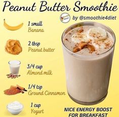 a smoothie is shown with ingredients to make it look like an ice creamshake