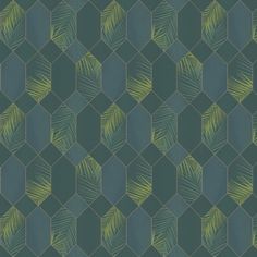 a green and black wallpaper with hexagonal shapes