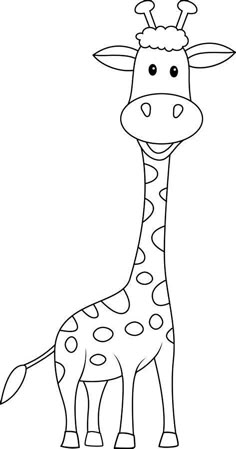 a cartoon giraffe is standing in the middle of a coloring page for kids